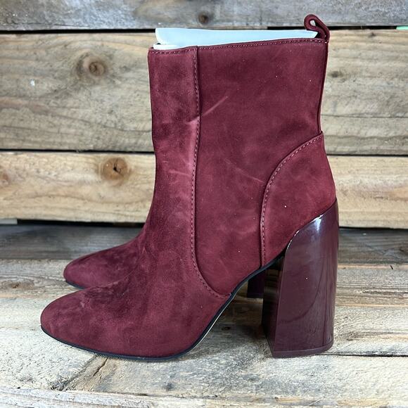 Vince Camuto Enverna Heeled Bootie - Burgundy Suede - 6 - New without box - Picture 1 of 8